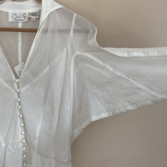 Byron Lars White Button-Front Ruffle Hem Blouse Tunic - Picture 10 of 12